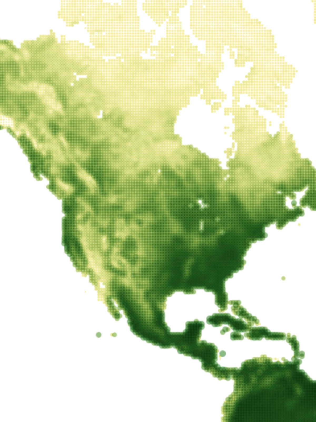 A close up of North America