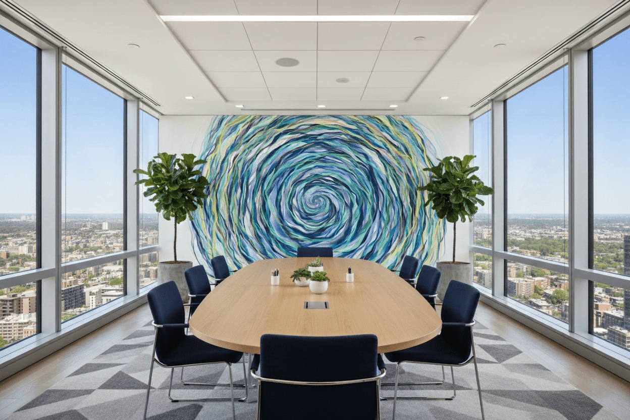 One of the artworks on a wall in an office setting - Gemini generated
