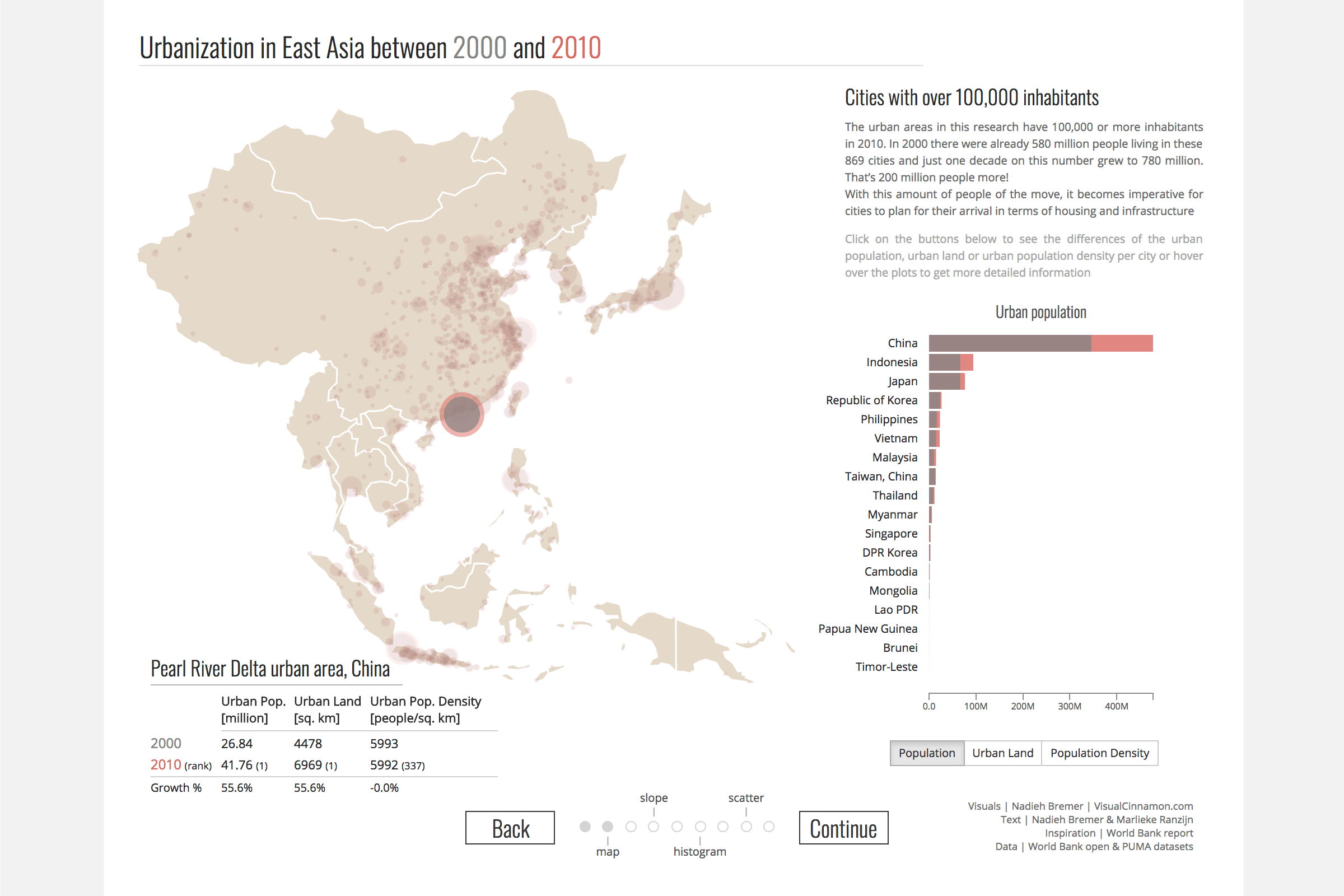 Hovering over a city reveals its specific data