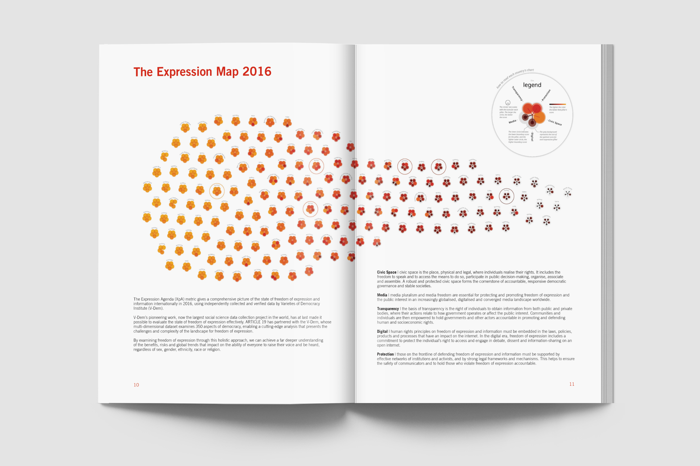The Expression Agenda Report itself with the full visual spread across two pages