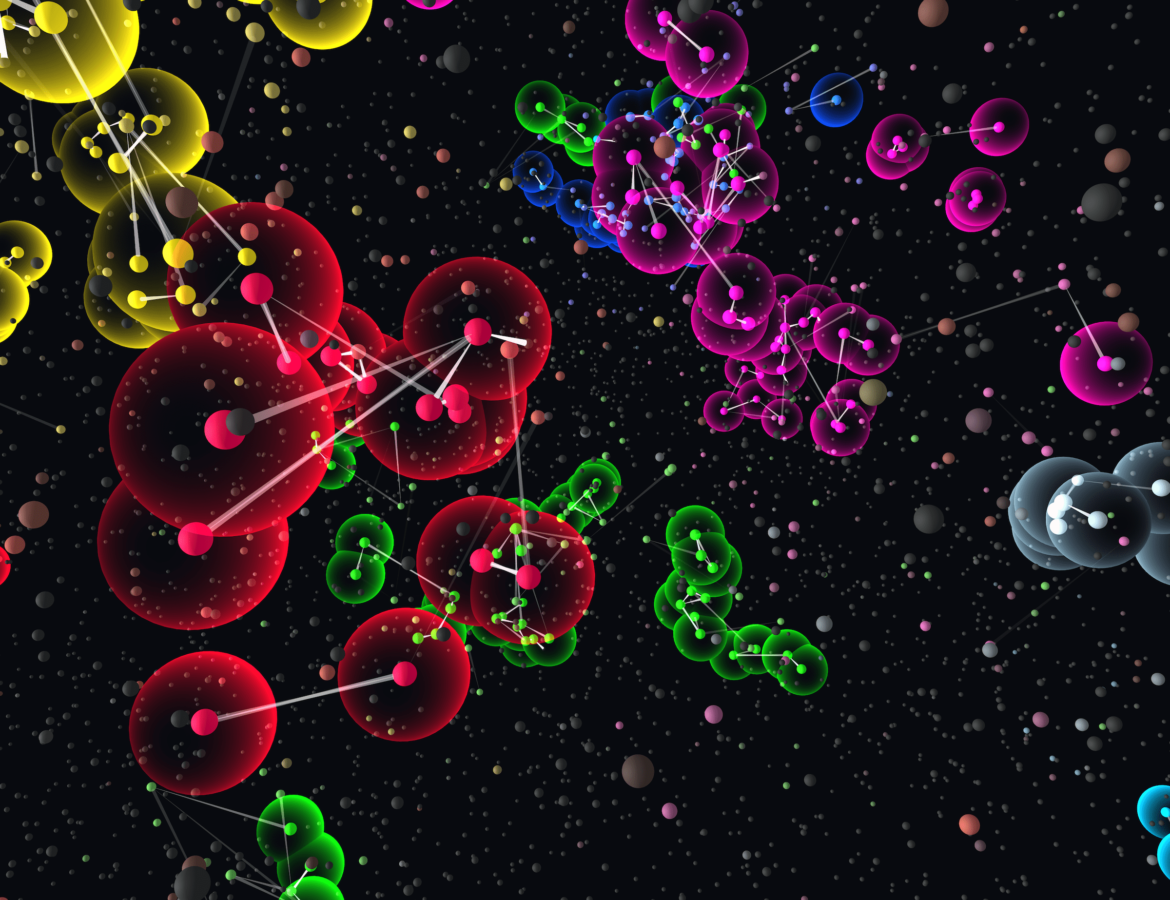 A close-up of the Fermi Paradox visualization while showing the 3D version of the settled systems