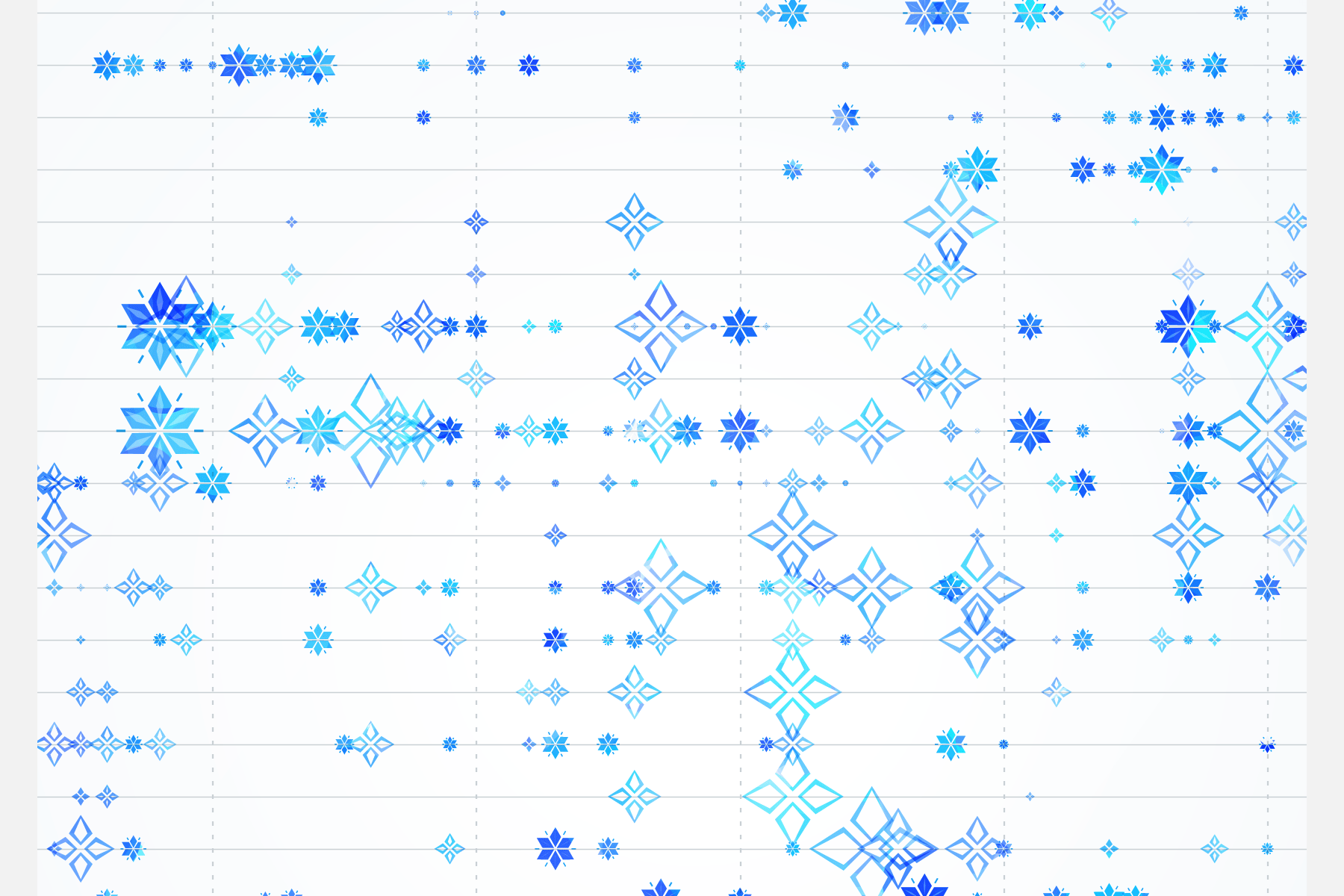 A detail of the snowflakes on the left page of the Christmas Card